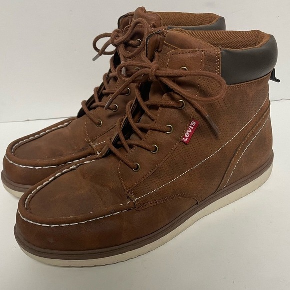 Levi's Other - Levi's Dean Waxed Brown Leather High-Top Boots Boys 7